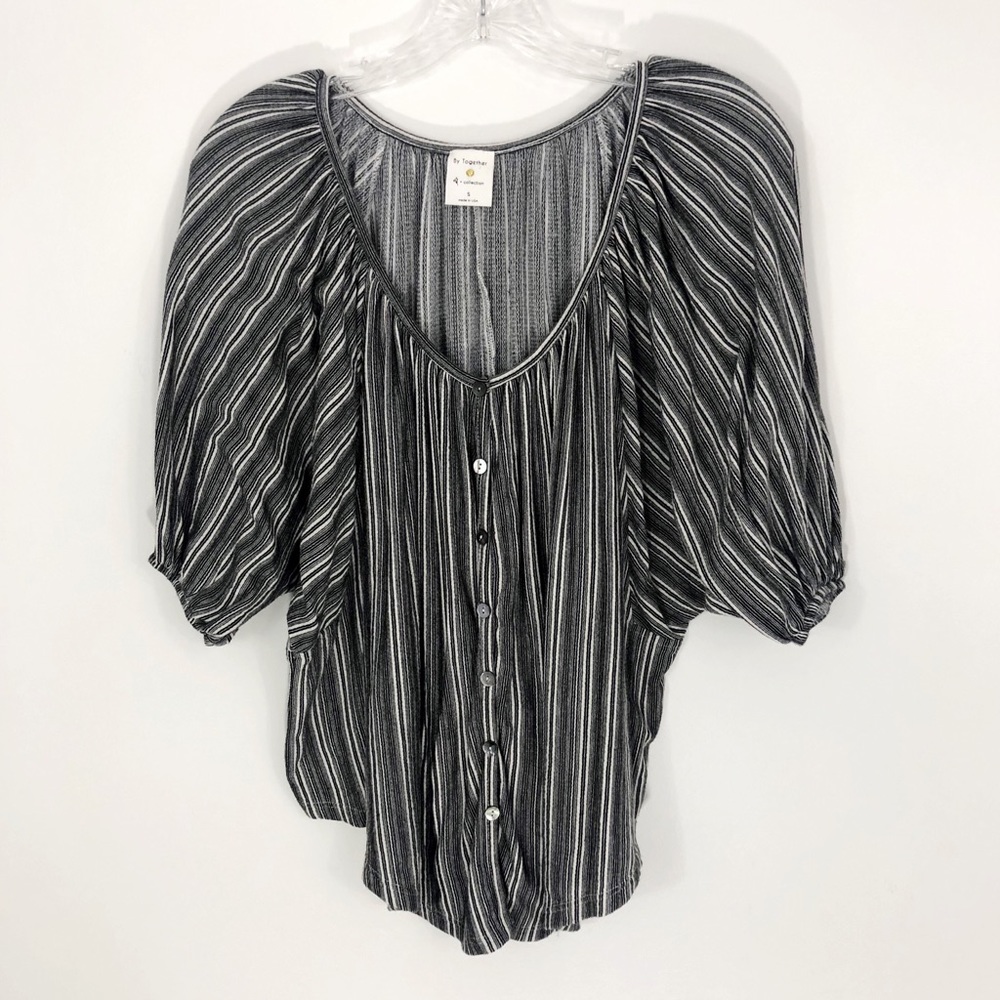 4/$25 By Together Striped Buttondown Dolman Sleeve Top